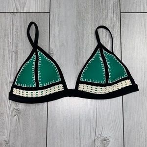 Triangl small ++ green white and black bikini neoprene swim top